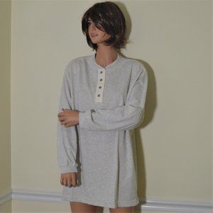 90s Sears Modern Essentials Henley Long Sleeve Tan Women's Top Size 1X